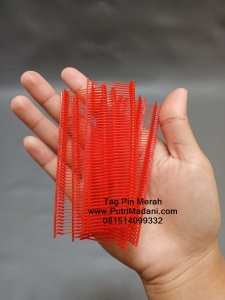tag pin merah panjang 25mm 081514099332