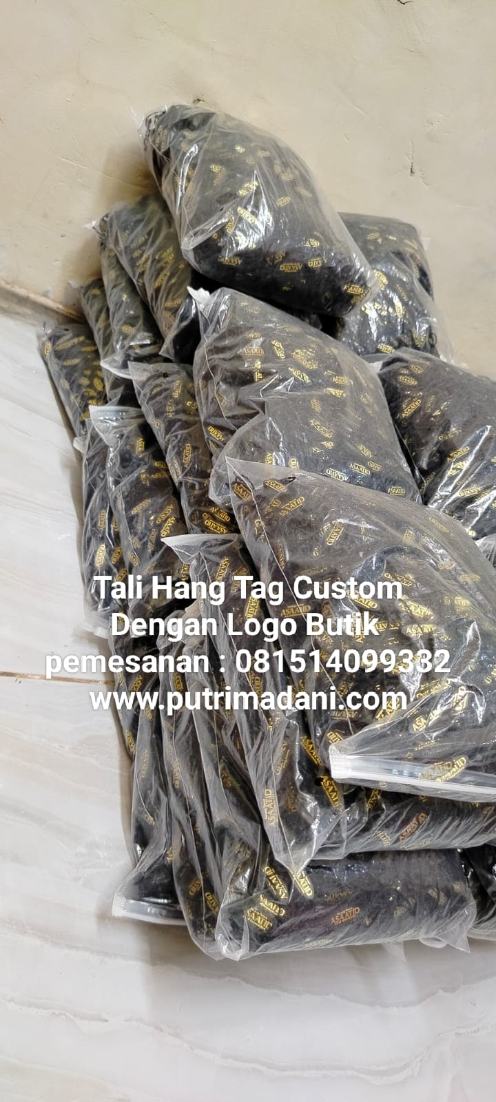 Tali Hang Tag Custom Disain dengan Logo 081514099332